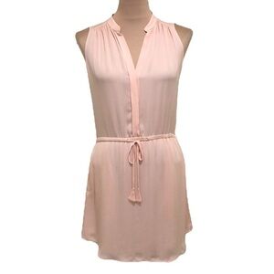 Babaton Silk Dress Size XS Pastel Peach Pink Sleeveless Sheath Mini Pullover